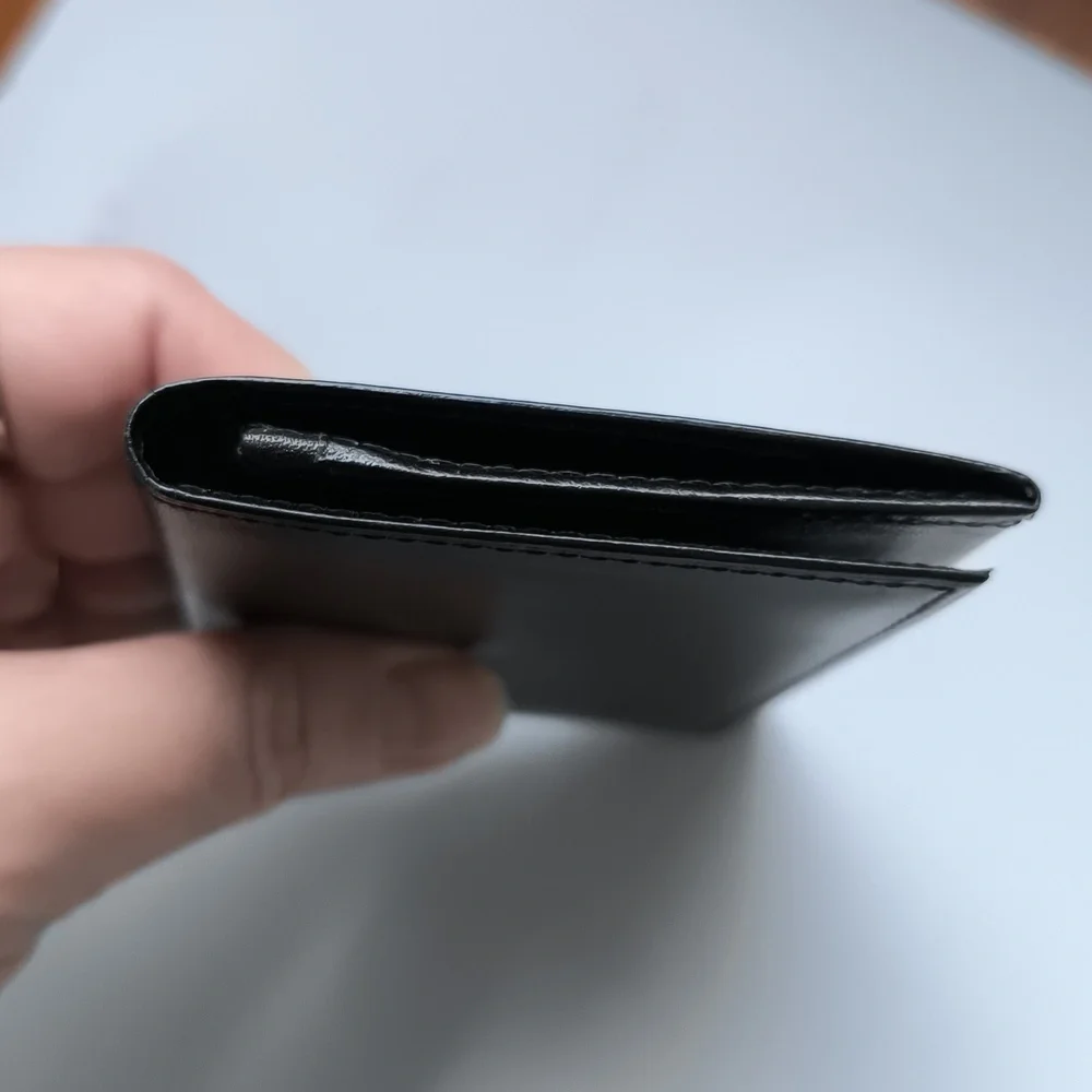 Men's Credit Card Holder ID Case Bifold Wallet Black Leather